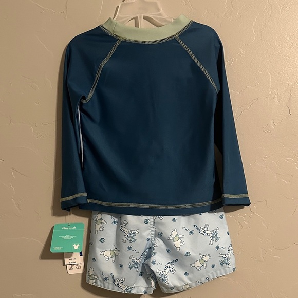 Disney Baby Winnie the Pooh 2 Piece Swim Rashguard Set Blue/Green 24m - Picture 4 of 6